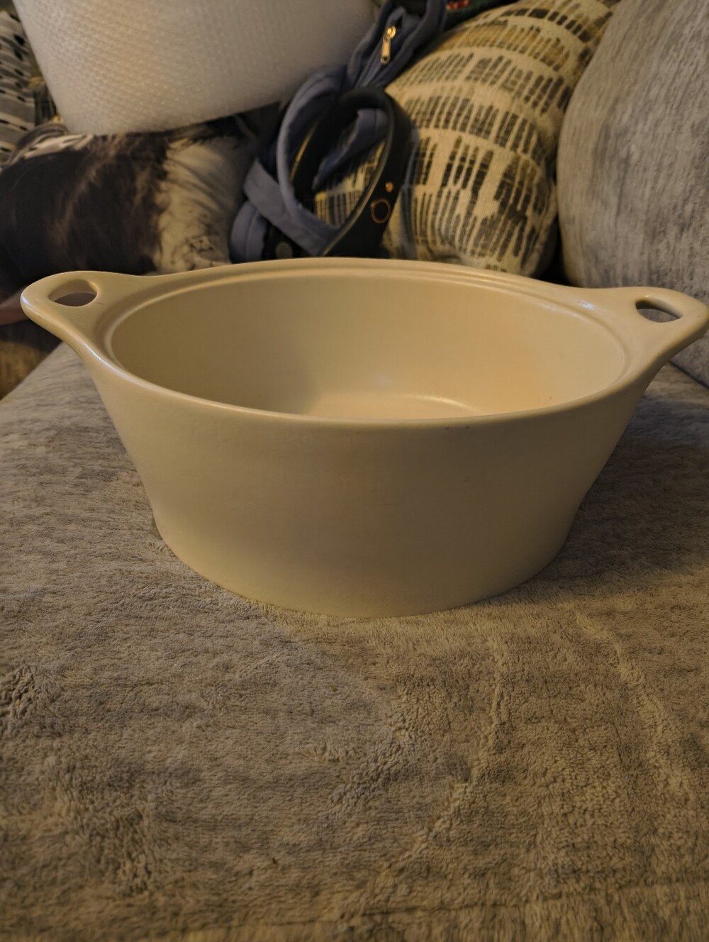 Neutral Cream Stoneware Serving Bowl with Handles Corningware